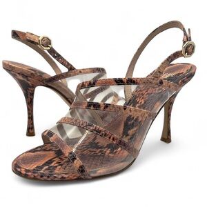 Louise et Cie Snake Print Clear Strap Strappy Slingback Heels Size 6.5